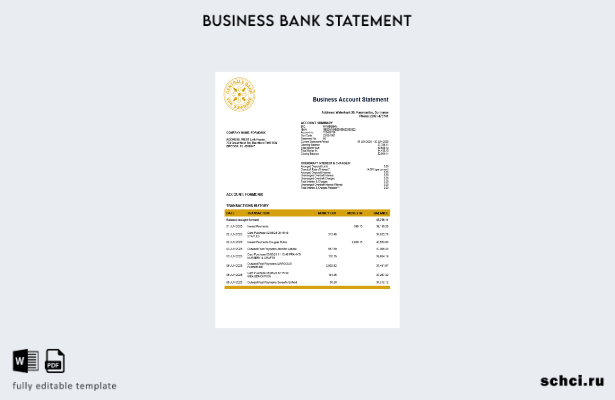 цифровая загрузка Suriname Centrale Bank Van Suriname, выписка по бизнес счету, 